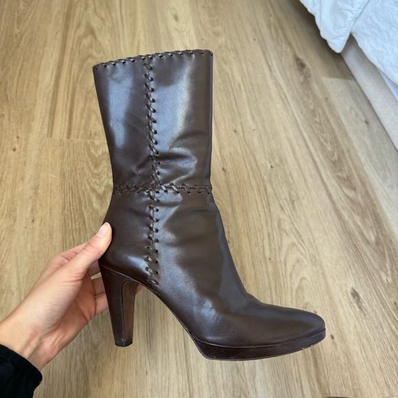 Vintage Brown leather Antonio Melani heeled boots - Picture 2 of 5